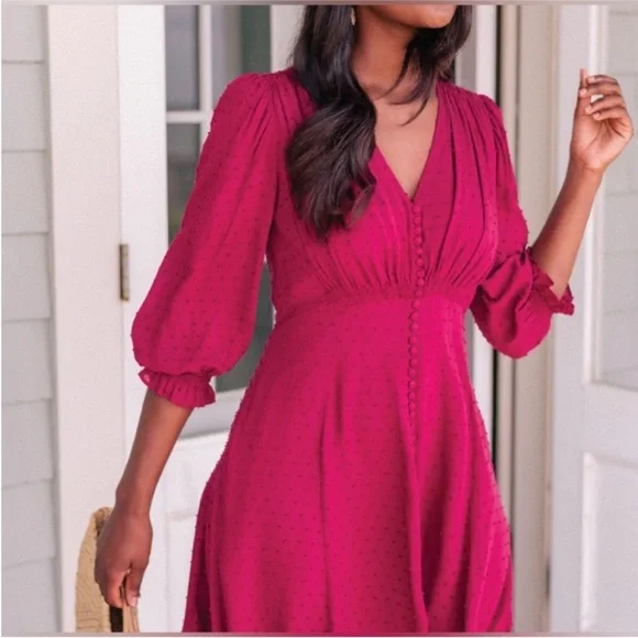 Gal Meets Glam Red MIDI Dress with long Sleeve Good condition - Picture 3 of 15